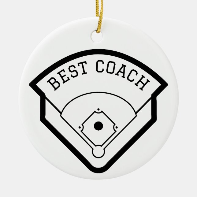 Best Coach Baseball Field Black Graphic Ceramic Ornament (Front)