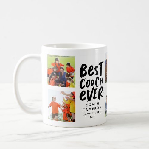 Best coach ever 7 photo collage team gift coffee mug