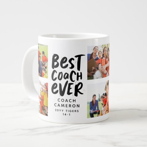 Best coach ever 7 photo collage team gift giant coffee mug