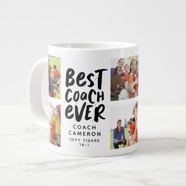 Best coach ever 7 photo collage team gift giant coffee mug (Front Left)