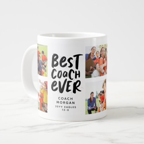 Best coach ever 7 photo collage team gift giant coffee mug