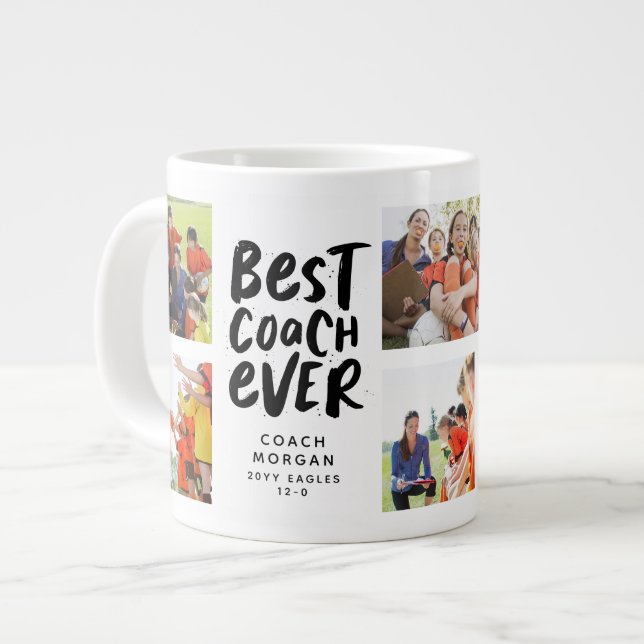 Best coach ever 7 photo collage team gift giant coffee mug (Front Left)