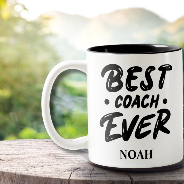 Best Coach Ever – Custom Name Gift   Two-Tone Coffee Mug (Creator Uploaded)