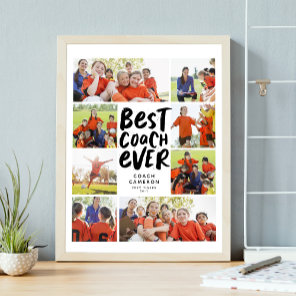 Best coach ever eight photo collage coach gift poster