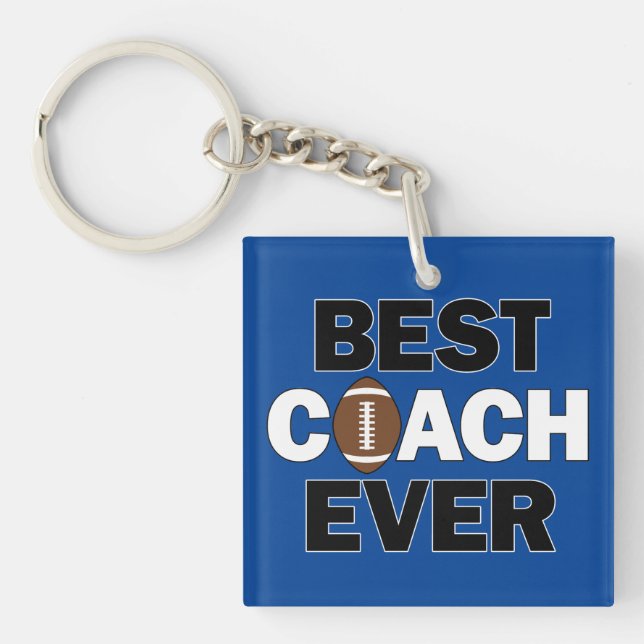 BEST COACH EVER Football Coach's Custom Sports Keychain (Front)