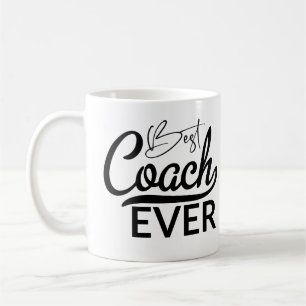 Best coach ever fun black white sport personalized coffee mug