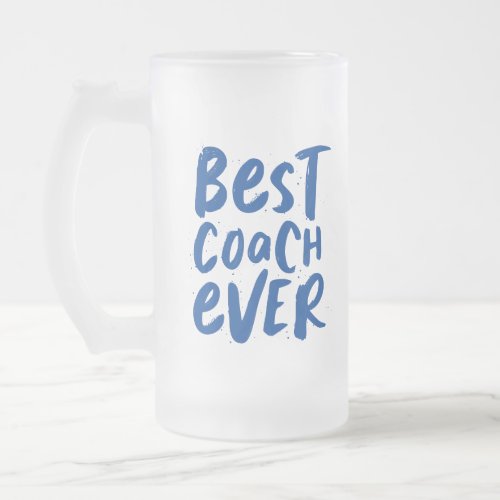 Best coach ever fun personalized gift blue sports frosted glass beer mug