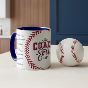 Best Coach Ever Gift Baseball Team Signature Names Mug