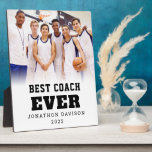Best Coach Ever Name Year Team Photo Overlay  Plaq Plaque<br><div class="desc">Best Coach Ever Name Year Team Photo Overlay. Great keepsake gift for your coach. Easily personalize the text and choose your favorite team photo to replace the sample picture. Changes to colors of text can be made to better suit your photo if necessary via the customize further option.</div>