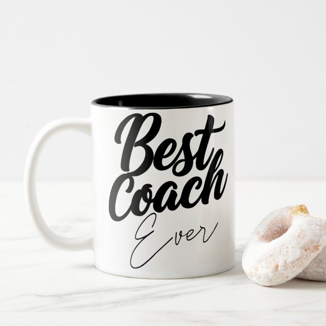 Best Coach Ever Personalized  Appreciation Gift  Two-Tone Coffee Mug (With Donut)