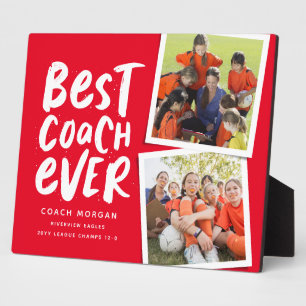 Best coach ever red two photo team thank you plaque