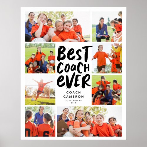 Best coach ever six photo collage sports poster