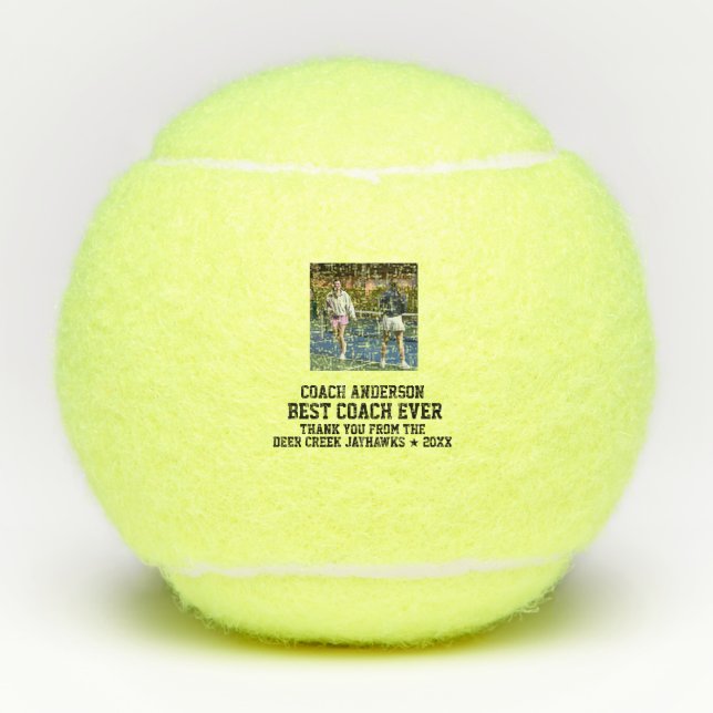 Best Coach Ever Sports Modern Thank You Photo Tennis Balls (Front)