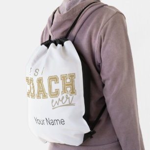 Best Coach Ever Trainer Vintage Design for Teacher Drawstring Bag