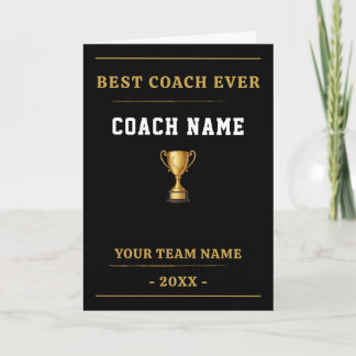Best Coach Ever Trophy Coach Appreciation Gift Thank You Card