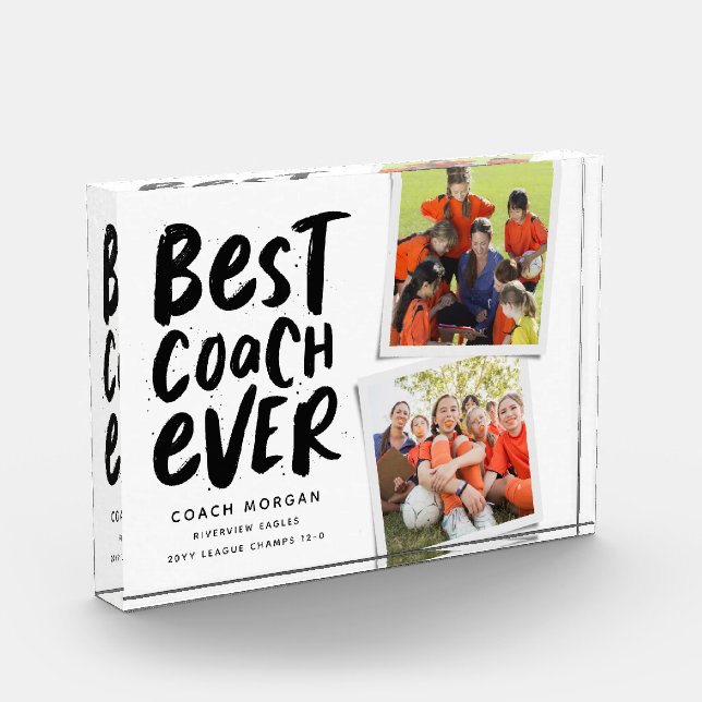 Best coach ever two photo team thank you black acrylic award (Left)