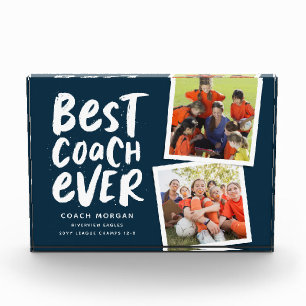 Best coach ever two photo team thank you navy acrylic award