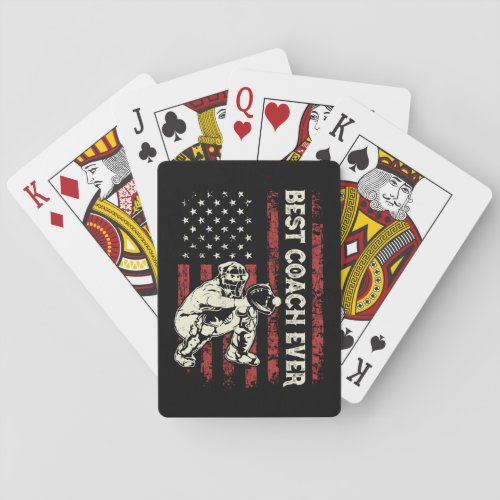 Best Coach Ever US American Flag Baseball Dad Men  Playing Cards
