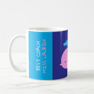 Best Coach Mug with Name, Cute Whale Coffee Mug