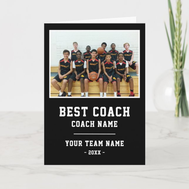 Best Coach Team Name Photo Thank You Card (Front)