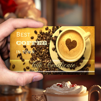 Best Coffee In Town Gift Certificate Template by sunnysites at Zazzle