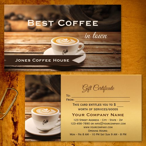 Best Coffee in Town Gift Certificate Template