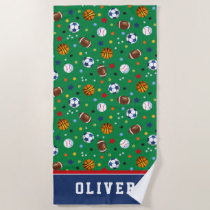 Best Colorful Green Sports Balls Beach Towel