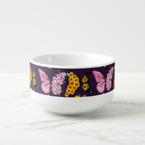 Best Colorful watercolor flower butterfly  Soup Mug