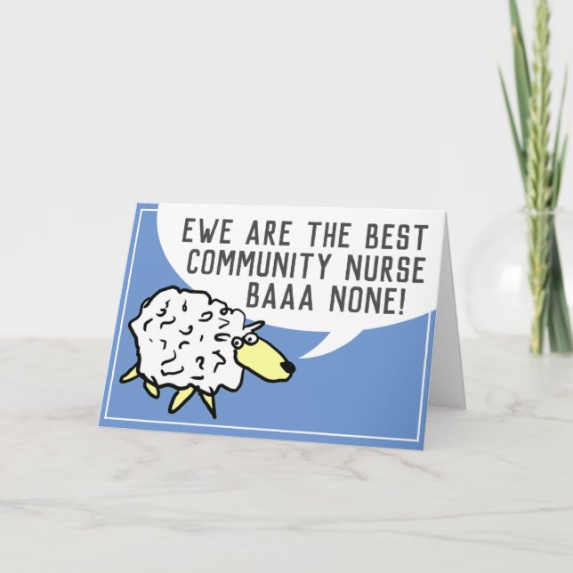 Best Community Nurse Bar None - Sheep Pun Card (Front)