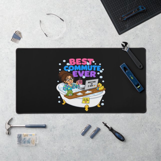  Best Commute Ever Funny Work From Home Design Desk Mat (Workstation)