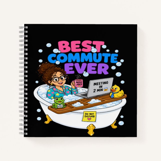  Best Commute Ever Funny Work From Home Design Notebook (Front)