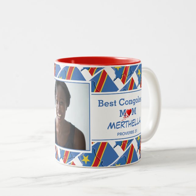 BEST CONGOLESE MOM Personalized DRC CONGO Photo Two-Tone Coffee Mug (Front Right)