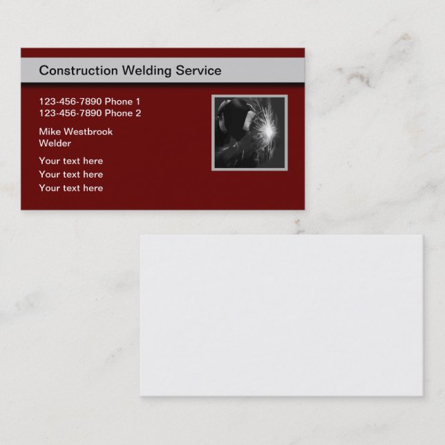 Best Construction Welding Service Business Cards (Front/Back)
