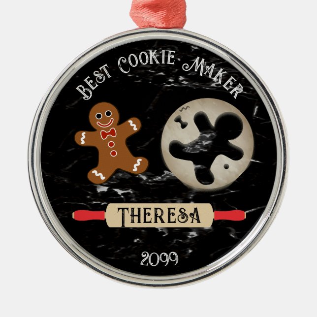 Best Cookie Maker Personalized Gingerbread  Metal  Metal Ornament (Front)