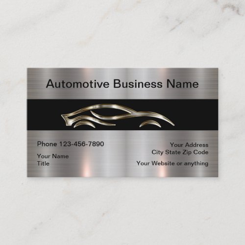 Best Cool Metallic Look Automotive Business Card 