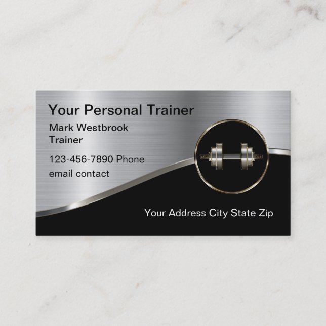 Best Cool Personal Fitness Trainer Business Card (Front)