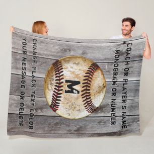 Best Cool Rustic Personalized Baseball Coach Gifts Fleece Blanket