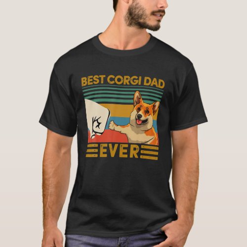 Best Corgi Dad Ever Bump Fist Vintage Father Day T_Shirt