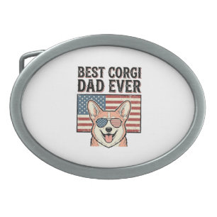 Best Corgi Dad Ever Patriotic Vintage Dog Shirt_1 Belt Buckle