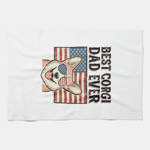 Best Corgi Dad Ever Patriotic Vintage Dog Shirt_1 Kitchen Towel