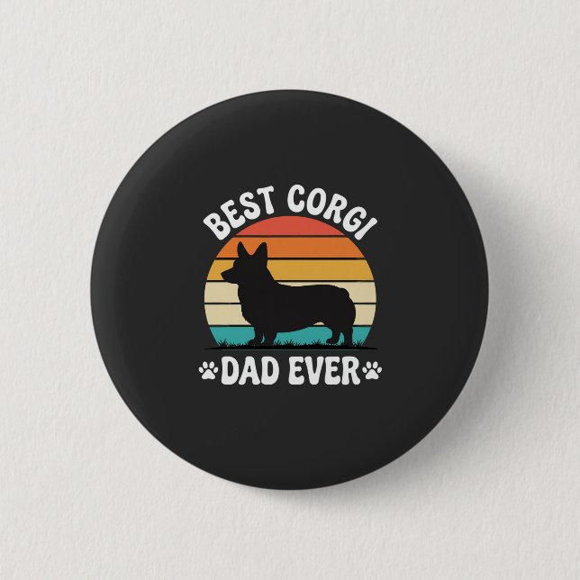 Best Corgi Dad Ever Retro Dog Button (Front)