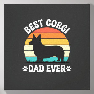 Best Corgi Dad Ever Retro Dog Canvas Photo Tile
