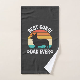 Best Corgi Dad Ever Retro Dog Hand Towel