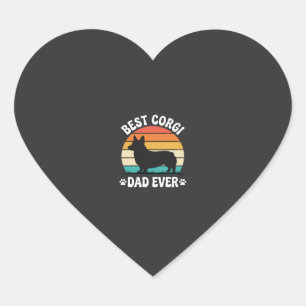 Best Corgi Dad Ever Retro Dog Heart Sticker