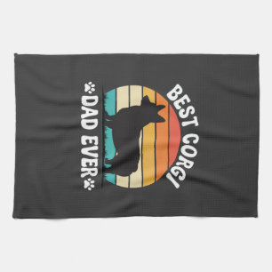 Best Corgi Dad Ever Retro Dog Kitchen Towel