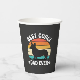 Best Corgi Dad Ever Retro Dog Paper Cups