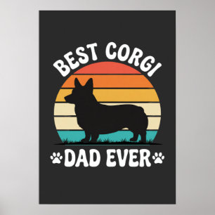 Best Corgi Dad Ever Retro Dog Poster