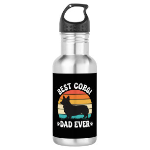 Best Corgi Dad Ever Retro Dog Stainless Steel Water Bottle