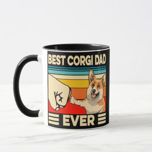 Best Corgi Dad Ever Retro Vintage 60s 70s Sunset  Mug