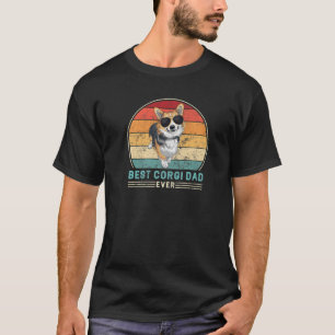 Best Corgi Dad Ever Retro Vintage 60S 70S Sunset T-Shirt